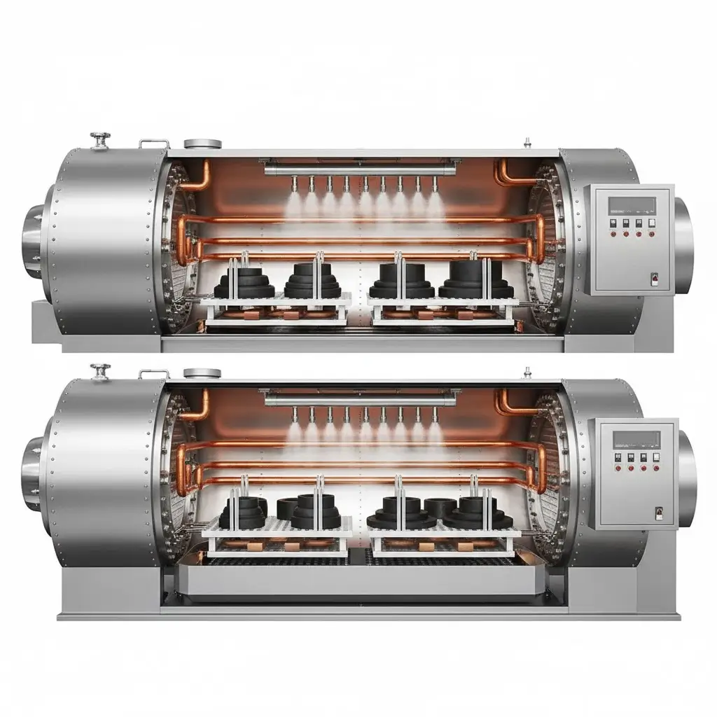 Autoclave and vulcanisation (cut off one of the machines)