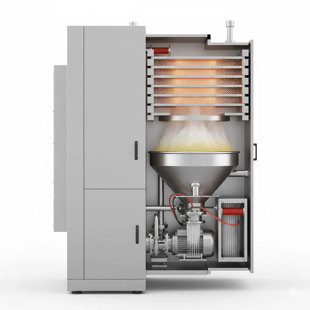 Tray vacuum and fluid bed dryer