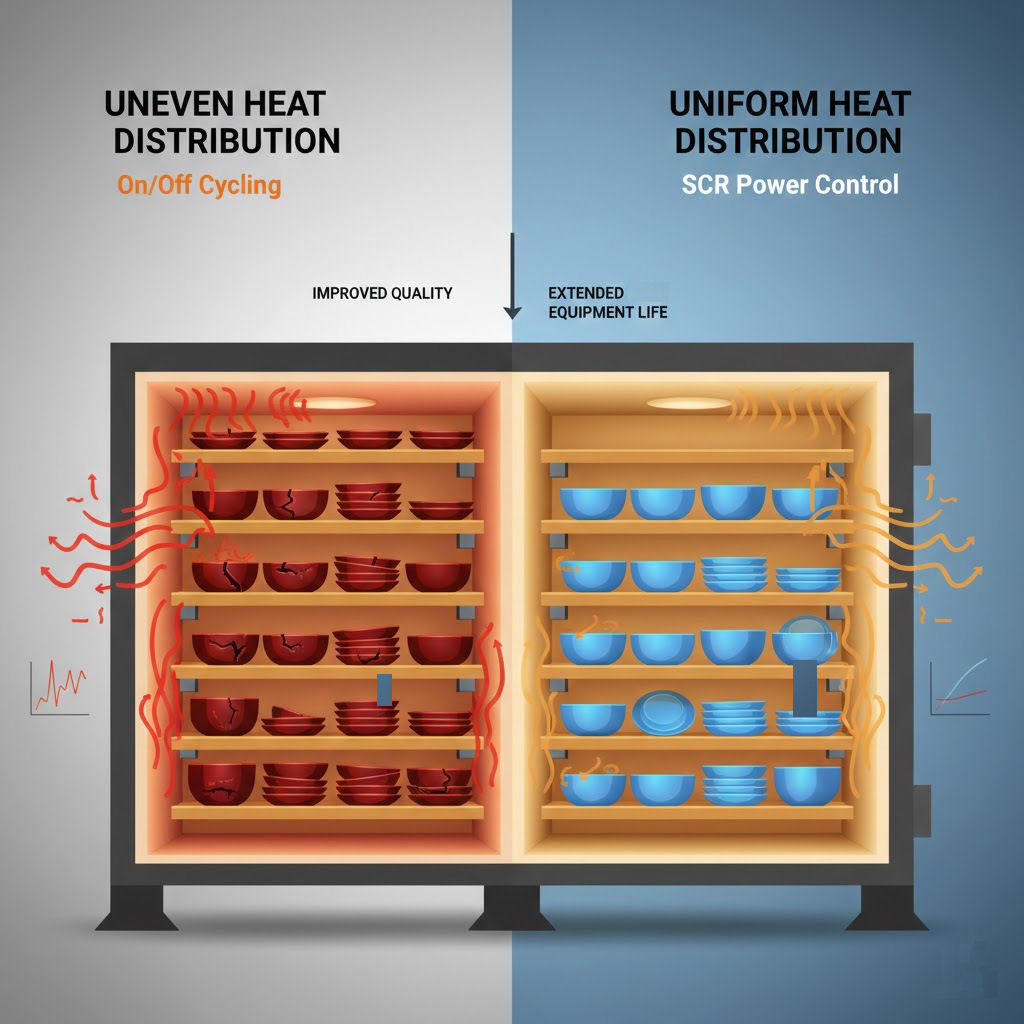 uneven and even heat distribution within a kiln