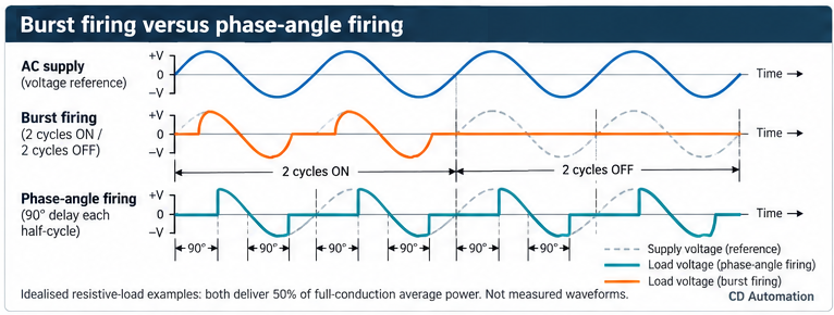 Burst firing versus phase angle firing